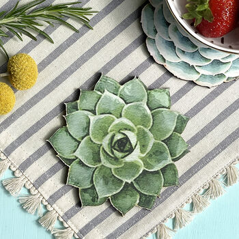 Wooden Succulent Coasters Set Of Six, 7 of 8