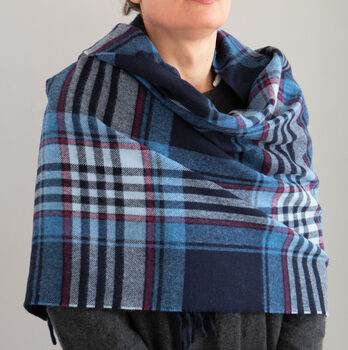 Merino Wool Check And Plain Extra Wide 70cm Stoles, 4 of 12
