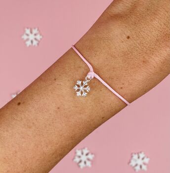 Sparkly Pink Christmas Snowflake Bracelet In White Pouch, 3 of 6