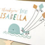Pack Of 12 Personalised Whale With Kites Cards, thumbnail 2 of 2