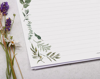 A4 Landscape Letter Writing Paper With Botanical Leaf Design, 3 of 5