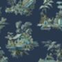 Vintage Oriental Wallpaper Navy, thumbnail 2 of 2