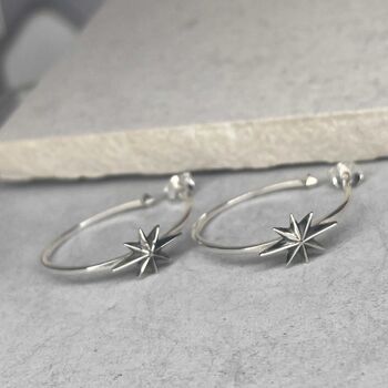 Sterling Silver North Star Hoops, 11 of 12