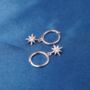 925 Silver Dangle Star Hoop Earrings, thumbnail 3 of 7
