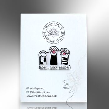 Rock Paper Scissors Cat Paws Enamel Pin, Gifts For Cat Lovers, 4 of 8