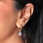 Millefiori Flower Bead Twisted Huggie Hoop Earrings, thumbnail 2 of 8