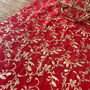 Red And Gold Muslin Vine Flowers Table Runner 3m Christmas Table Scape, thumbnail 3 of 4