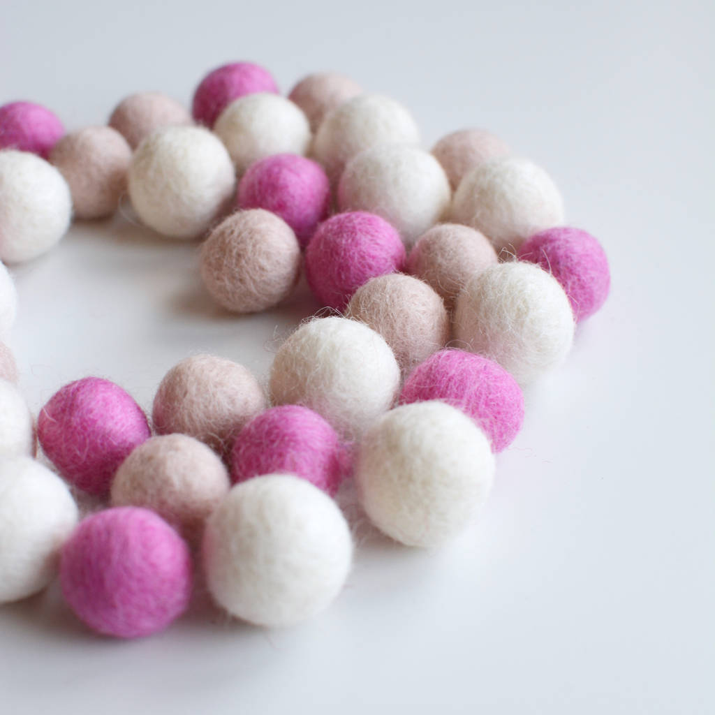 felt ball garland diy kit pink by littlenestbox | notonthehighstreet.com