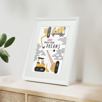 Personalised Construction Children's Nursery Framed Print, 9 of 10