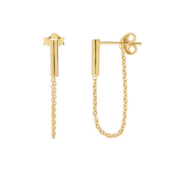 Sterling Silver 925 Bar And Chain Dangle Ear Stud Earrings, 9 of 10