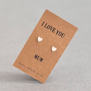 Love You Mum Sterling Silver Heart Earrings, 12 of 12