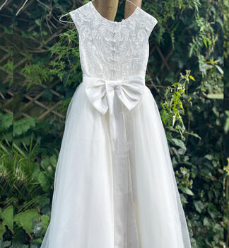 Ameria Flower Girl Dress In White | Communion Dress, 7 of 8