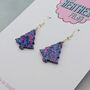 Small Purple Glitter Christmas Tree Earrings, thumbnail 4 of 4