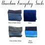 Mens Eco Bamboo Striped Blue Embroidered Socks Gift Box, thumbnail 3 of 5