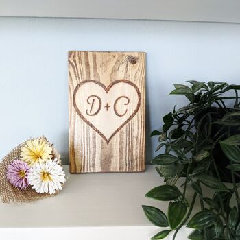 Personalised Wooden Valentine Heart With Your Initials, 2 of 3
