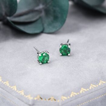 Emerald Green Three Four Five And 6mm Cz Stud Earrings, 3 of 12