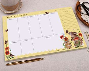 Rabbit And Poppy Weekly Desk Planner Pad, 2 of 4
