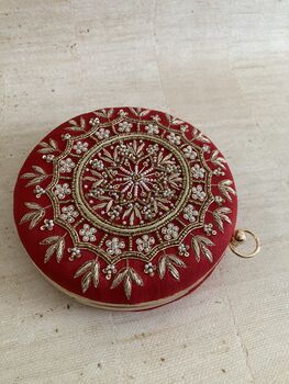 Red Circular Handcrafted Clutch Bag, 2 of 9