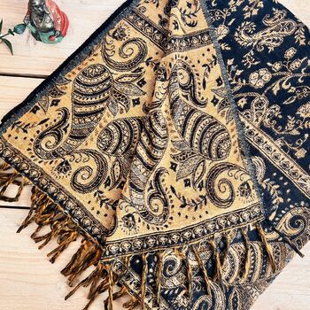 Vintage Paisley Woven Throw Blanket Or Oversized Scarf, 10 of 12