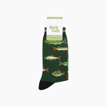River Fishing Bamboo Socks In Green, 4 of 4