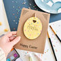 Personalised Easter Egg Yellow Wooden Keepsake Card, thumbnail 1 of 3