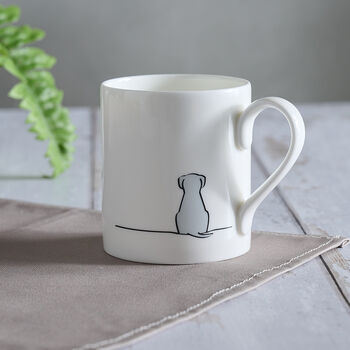 Sitting Dog Mug, Light Grey, Fine Bone China, 5 of 7