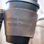 Personalised Reusable Coffee Cup Leather Bike Holder, thumbnail 2 of 9