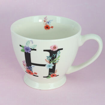 G Decor Floral Alphabet Ceramic Tea Coffee Xl Mug Cup, 12 of 12