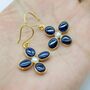 Blue Sapphire, Pearl Drop Gold Earrings, thumbnail 4 of 5