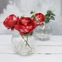 Deep Red Faux Peony Bouquet In Vase, thumbnail 1 of 9