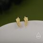 Little Fern Leaf Internally Threaded Flat Back Earrings In Sterling Silver, thumbnail 3 of 10