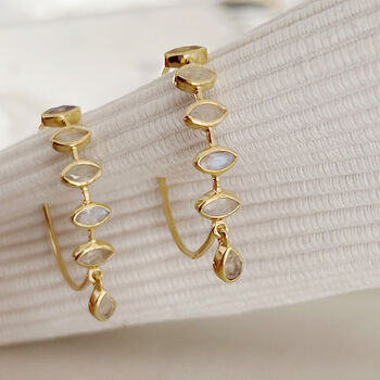 Raining Moonstone Hooped Studs, 5 of 10