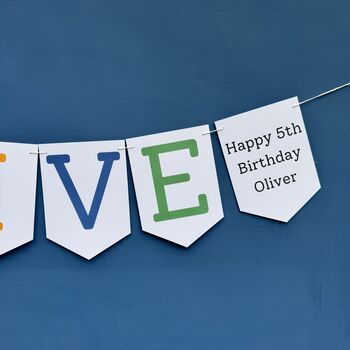 Personalised Five Birthday Banner : 5th Birthday Party Decoration, 4 of 7