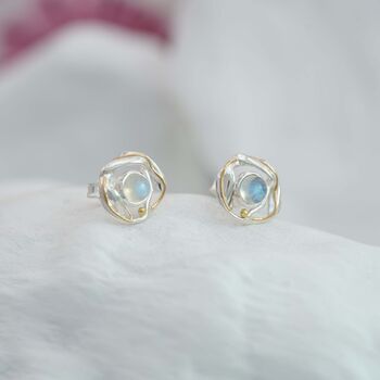 Handmade Delicate Moonstone Stud Earrings, 2 of 8