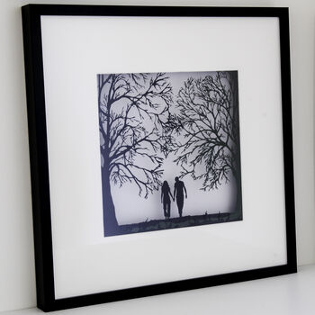 Framed Papercut Silhouette Of Couple Walking, 5 of 11