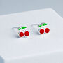 Sterling Silver Cherry Stud Earrings, thumbnail 1 of 5