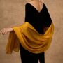 100% Mulberry Silk Scarf, Sea Blue, Gold In Gift Box, thumbnail 4 of 5