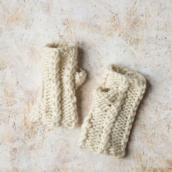 Cable Knit Hat And Mittens Knitting Kit, 2 of 5