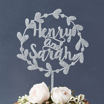 Personalised Floral Couples Wedding Cake Topper, 2 of 8