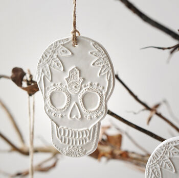 3pcs Luxury Stoneware Skull Tree Ornament Decoration, 3 of 7