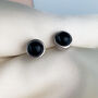Sterling Silver Black Circle Stud Earrings, thumbnail 4 of 5
