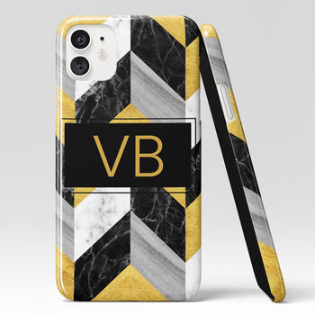 Personalised Black Gold Marble Phone Case, 4 of 6