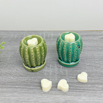 Green Cactus Wax Melt Burner And Wax Melt Gift Set, 5 of 8