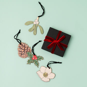 Floral Wooden Christmas Tree Decorations, 2 of 3