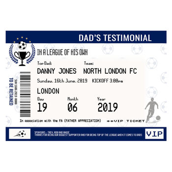 Personalised Football Ticket Print For Dad, 4 of 5