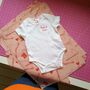Hand Embroidered Personalised Rainbow Baby Grow, thumbnail 5 of 8