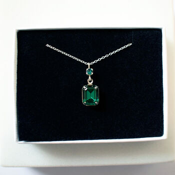 Emerald Green Crystal Pendant Necklace, 6 of 8