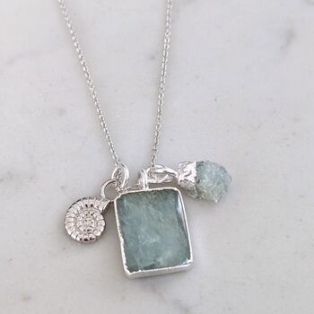 'The Trio' Aquamarine Sterling Silver Necklace, 4 of 8