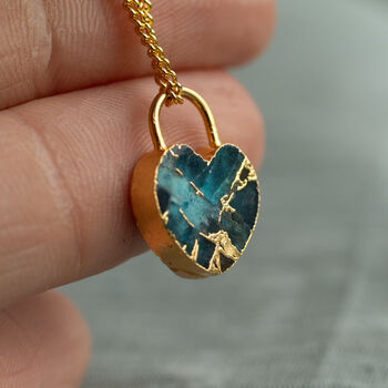 Padlock Gemstone Heart Necklace, 5 of 12