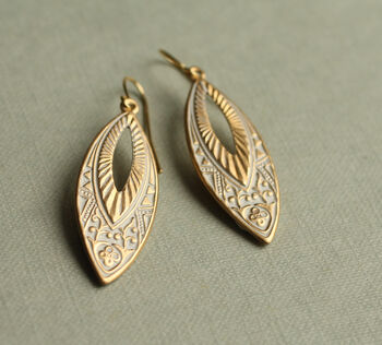 Victorian Brocade Gold Drop Earrings, 4 of 7